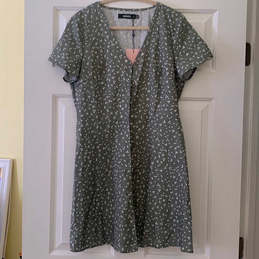 Green and White Dress